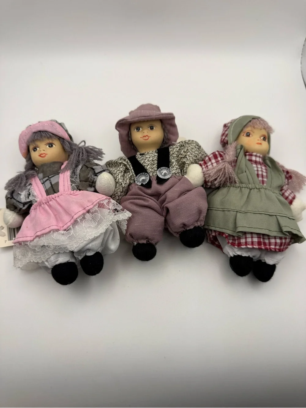 Set of 3 Bisque Porcelain Dolls 5” Vintage Dolls Rare
